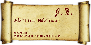 Jálics Nándor névjegykártya
